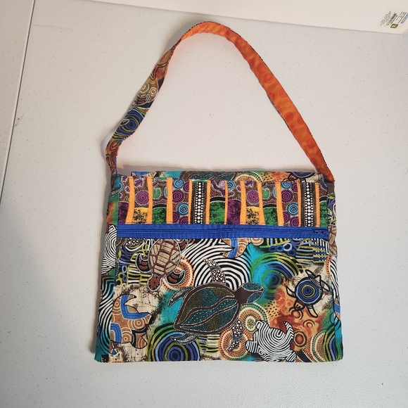 Handmade Sea Turtle Fabric Boho Purse Bag Tropical Vacation - Picture 6 of 9